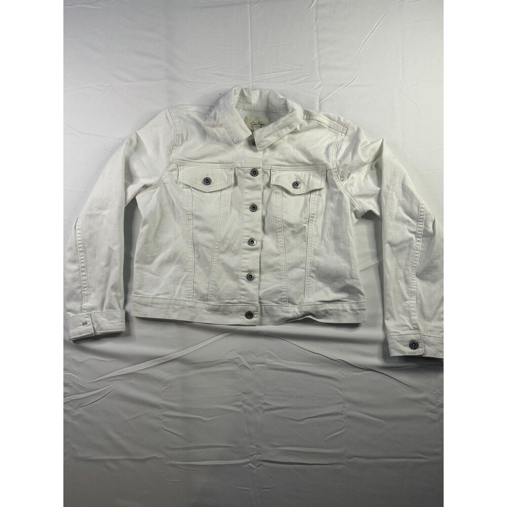 Jessica Simpson Jacket Womens Size XL White Button Front Pocket Long Sleeve